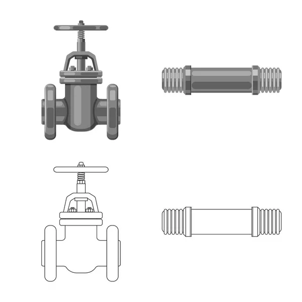 Białym Tle Obiekt Rur Ikony Zestaw Rur Rurociągów Stockowa Ilustracja — Wektor stockowy