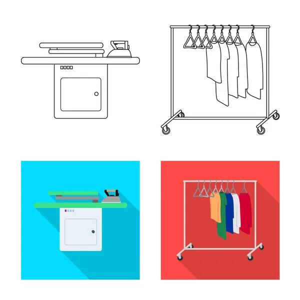 Ilustração vetorial de lavanderia e ícone limpo. Coleção de roupa e lavanderia símbolo de estoque para web . — Vetor de Stock