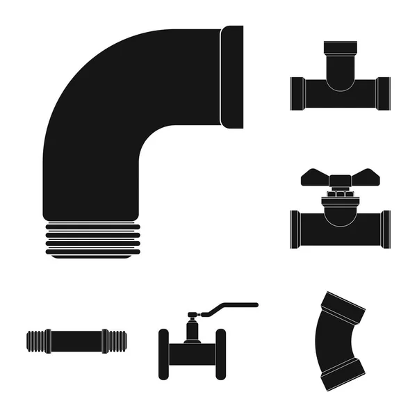 Vektor-Design von Rohr und Rohrsymbol. Sammlung von Abbildungen von Rohrleitungs- und Pipeline-Bestandsvektoren. — Stockvektor