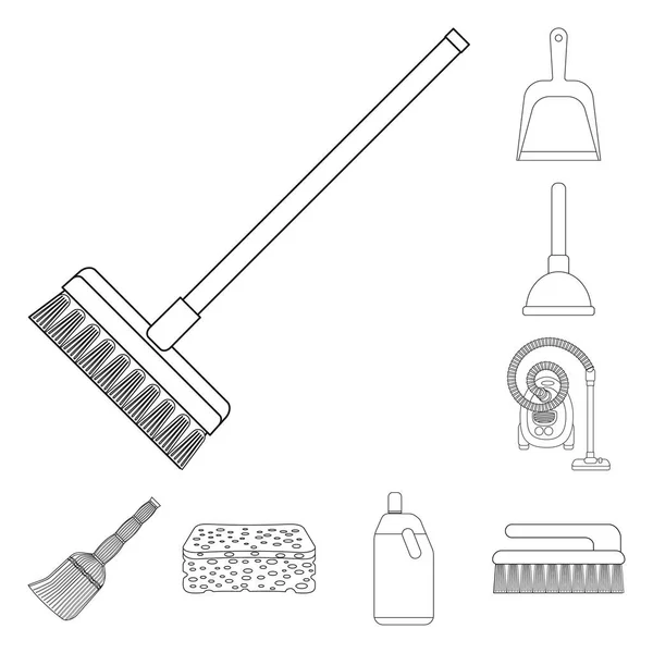 Векторні ілюстрації прибирання та символ служби. Набір прибирання та побутові векторні значки для складів . — стоковий вектор