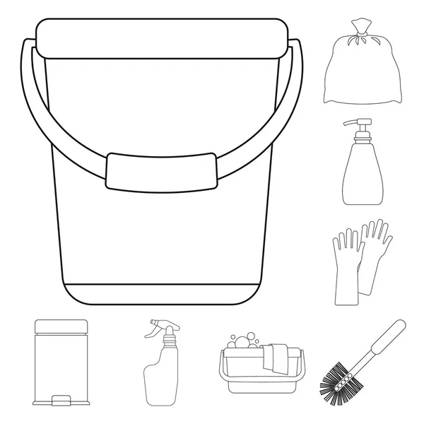 청소 및 서비스 아이콘의 벡터 그림입니다. 웹에 대 한 청소와 가구 주식 기호 컬렉션. — 스톡 벡터