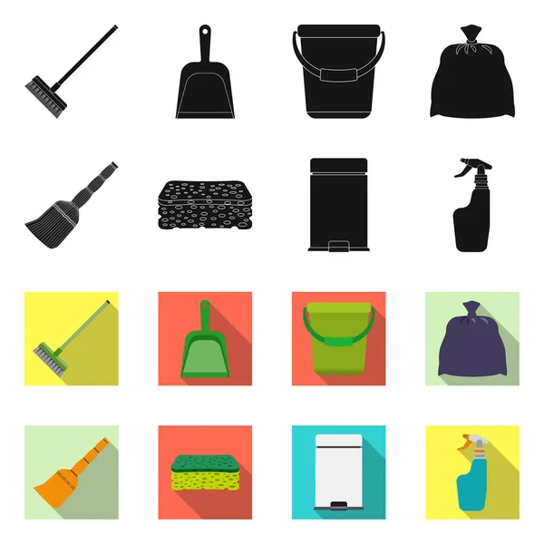 Geïsoleerde object van schoonmaak- en service-pictogram. Set van schoonmaak- en huishoudelijke aandelensymbool voor web. — Stockvector