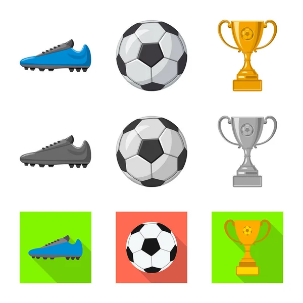 Векторная иллюстрация иконки футбола и передач. Набор векторной иконки для футбола и турнира . — стоковый вектор