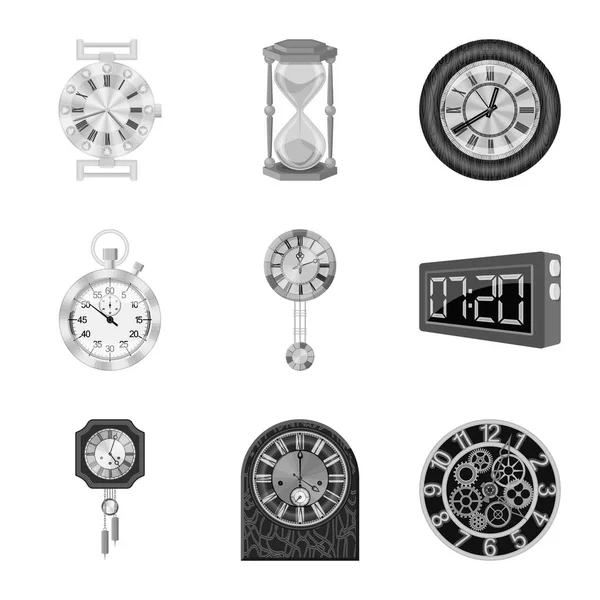 Ilustração vetorial do relógio e logotipo do tempo. Coleção de relógio e círculo ilustração vetor estoque . —  Vetores de Stock