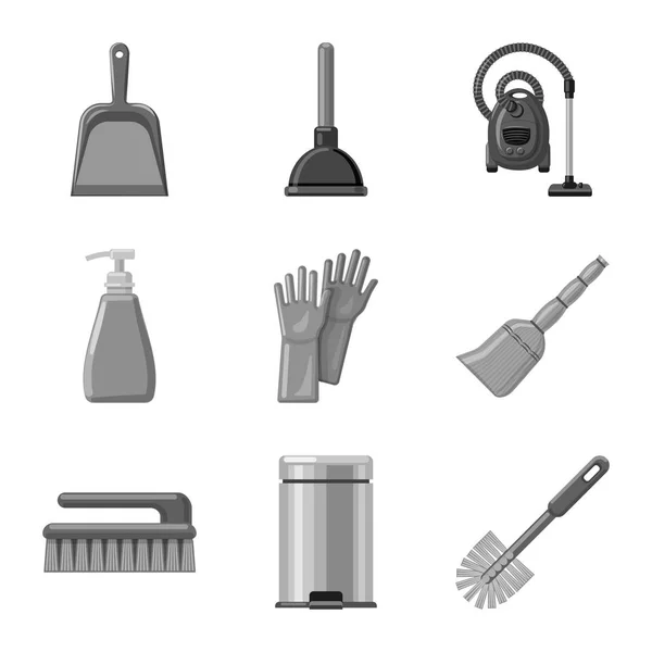 清掃とサービスのシンボルのベクター デザイン。株式のクリーニングと家庭のベクター アイコンのセット. — ストックベクタ