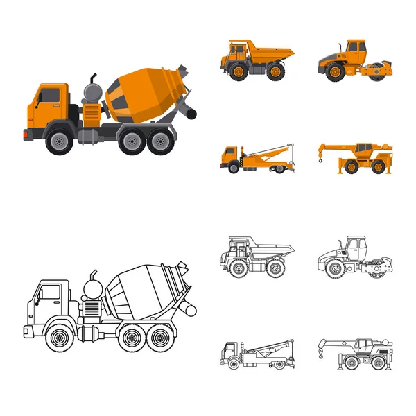 Ilustración vectorial del icono de construcción y construcción. Conjunto de icono de vector de construcción y maquinaria para stock . — Archivo Imágenes Vectoriales