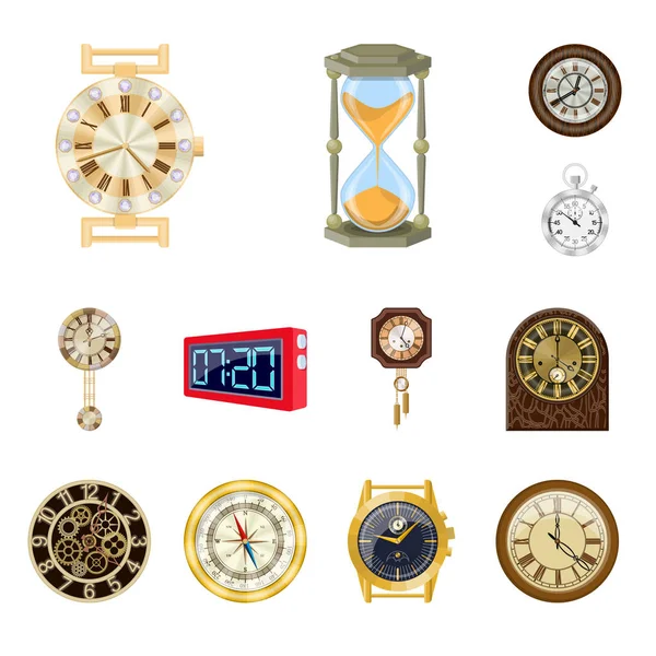 Design vettoriale dell'orologio e dell'icona dell'ora. Raccolta di orologio e icona vettoriale cerchio per magazzino . — Vettoriale Stock