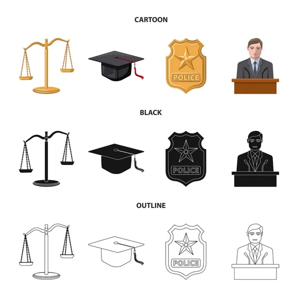 Ilustración vectorial del derecho y logotipo del abogado. Colección de la ley y la justicia stock vector ilustración . — Vector de stock