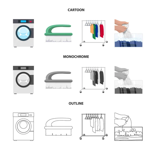 Objeto isolado de lavanderia e sinal limpo. Coleção de lavanderia e roupas estoque vetor ilustração . —  Vetores de Stock