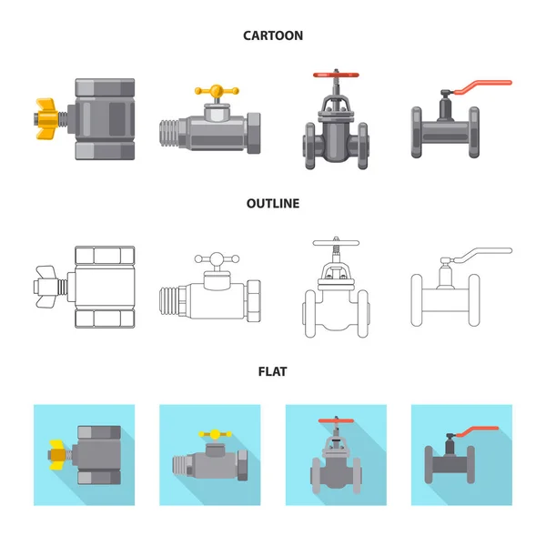 Objeto isolado de tubo e sinal de tubo. Coleção de ilustrações vetoriais de tubulação e tubulação . — Vetor de Stock