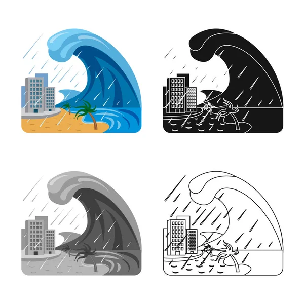 Векторный дизайн логотипа стихийного бедствия. Сбор векторной иллюстрации природных и рисковых запасов . — стоковый вектор
