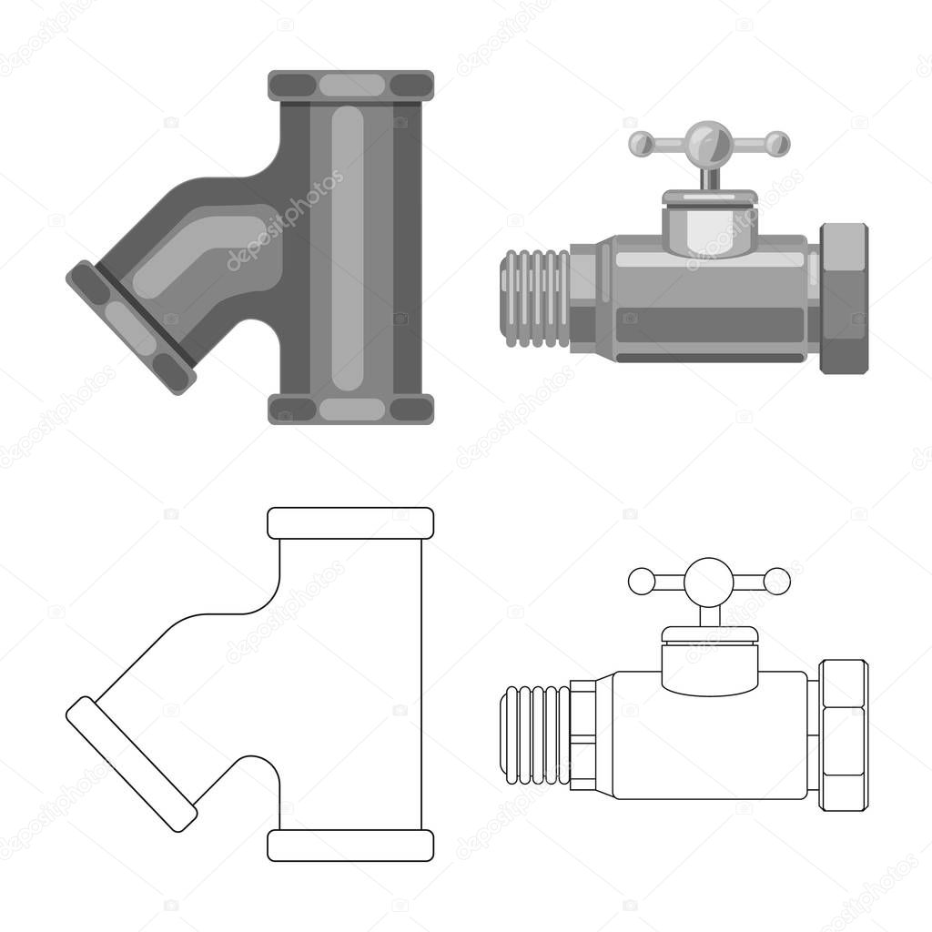 Isolated object of pipe and tube sign. Set of pipe and pipeline vector icon for stock.