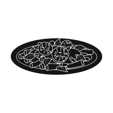 Makarna ve karbonhidrat işareti vektör tasarımı. Hisse senedi için makarna makarna ve vektör simge kümesi.