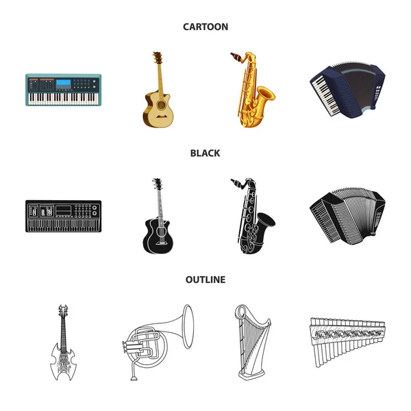 Ilustración vectorial de música y sintonía. Conjunto de música y herramienta de stock símbolo para la web . — Archivo Imágenes Vectoriales