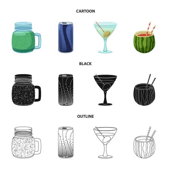 Design vetorial de bebida e logotipo da barra. Conjunto de bebida e símbolo de estoque de festa para web . — Vetor de Stock