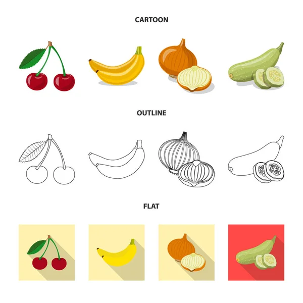 Desenho vetorial do ícone de vegetais e frutas. Conjunto de símbolo de estoque vegetal e vegetariano para web . —  Vetores de Stock