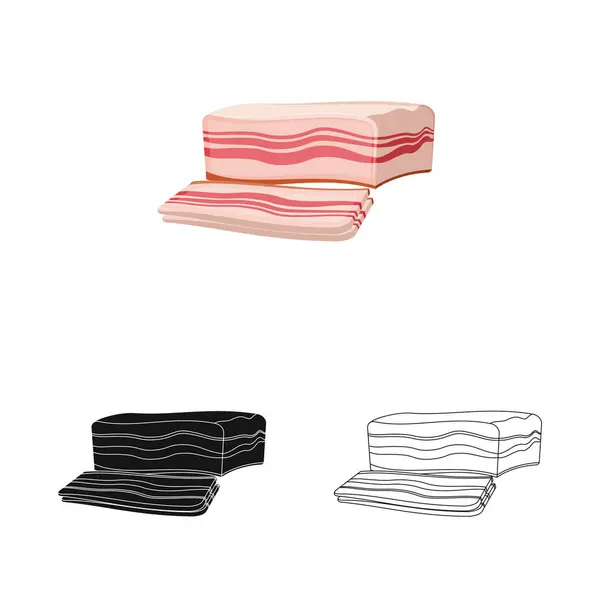 Ilustração vetorial do ícone de carne e presunto. Conjunto de ícone de carne e vetor de cozinha para estoque . — Vetor de Stock