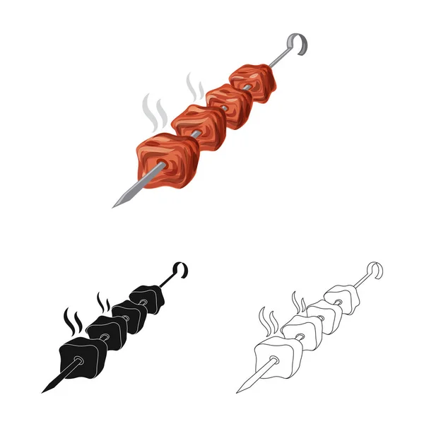Vectorillustratie van vlees en ham logo. Set van vlees en koken aandelensymbool voor web. — Stockvector