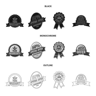 Amblem ve rozet simge vektör tasarımı. Hisse senedi için amblem ve etiket vektör simge topluluğu.