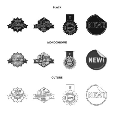 Amblem ve rozet logo vektör tasarımı. Web için amblem ve etiket hisse senedi simgesi kümesi.