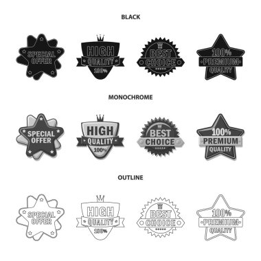 Bir amblem ve rozet işaret tasarım vektör. Hisse senedi için amblem ve etiket vektör simge topluluğu.