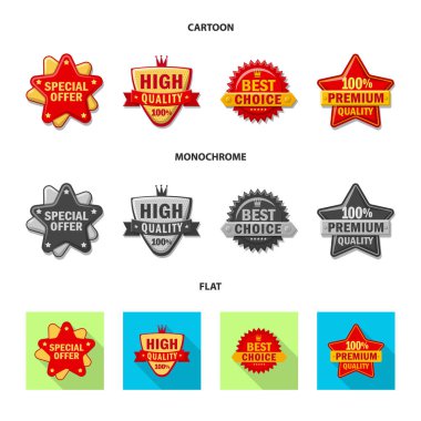 Amblem ve rozet logosu yalıtılmış nesne. Web için amblem ve etiket hisse senedi simgesi kümesi.