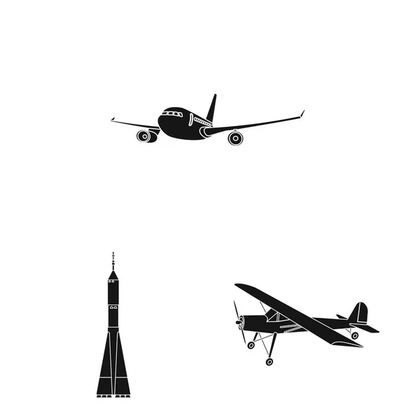 平面和传输符号的向量说明。网络中的飞机和天空股票符号的收集. — 图库矢量图片