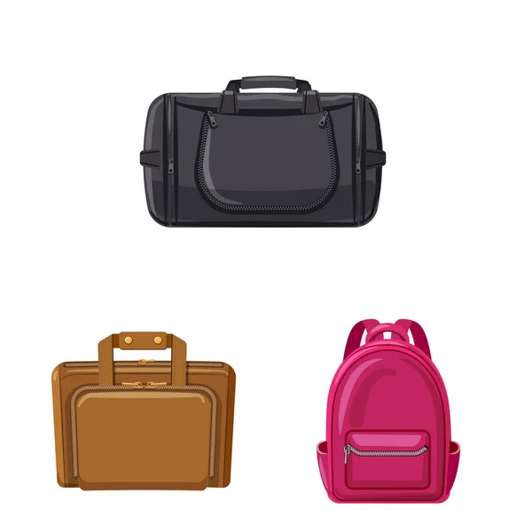 Изолированный предмет чемодана и символ багажа. Комплект для чемодана и векторной иконки на складе . — стоковый вектор