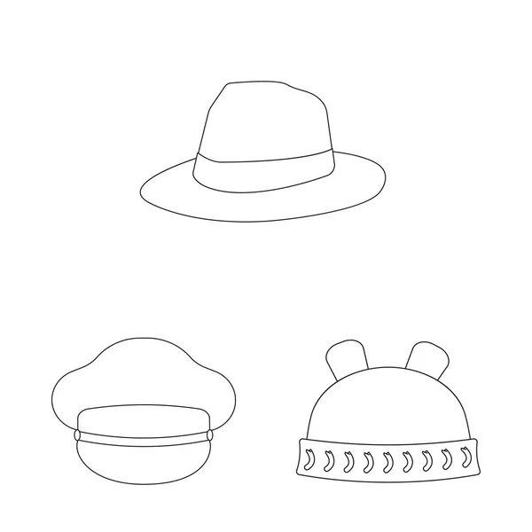 Conception vectorielle du couvre-chef et de l'icône du chapeau. Ensemble de couvre-chefs et accessoire stock symbole pour la toile . — Image vectorielle