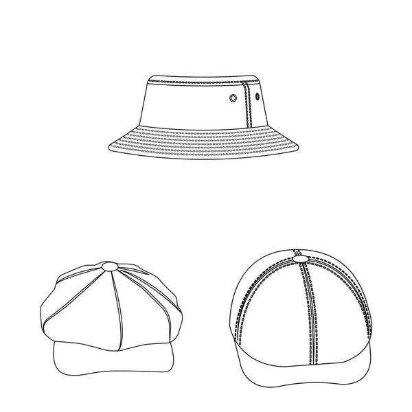 Ilustração vetorial de chapéus e ícones de boné. Coleção de chapéus e acessórios ilustração vetorial . —  Vetores de Stock