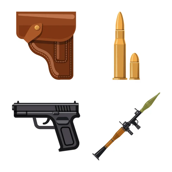 Objeto aislado de arma y símbolo de arma. Conjunto de armas y ejército stock vector ilustración . — Vector de stock
