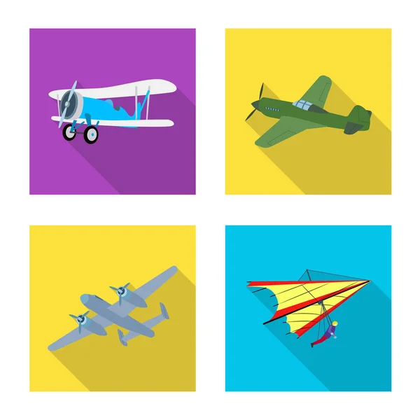 Vector illustration of plane and transport logo. Collection of plane and sky stock vector illustration. — Stock Vector