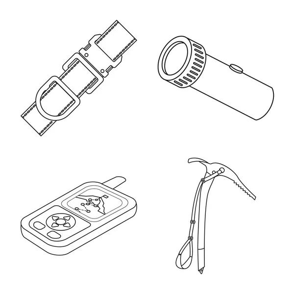 Vector ontwerp van alpinisme en piek pictogram. Collectie van alpinisme en kamp aandelensymbool voor web. — Stockvector