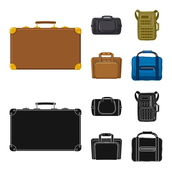 Objeto aislado de maleta y símbolo de equipaje. Conjunto de maleta e icono de vector de viaje para stock . — Archivo Imágenes Vectoriales