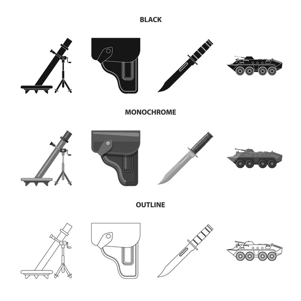 Isolated object of weapon and gun sign. Collection of weapon and army vector icon for stock. — Stock Vector
