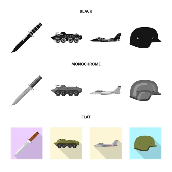 Vektorillustrasjon av våpen og våpenskilt. Samling av våpen- og hærens lagersymbol for nett . – stockvektor