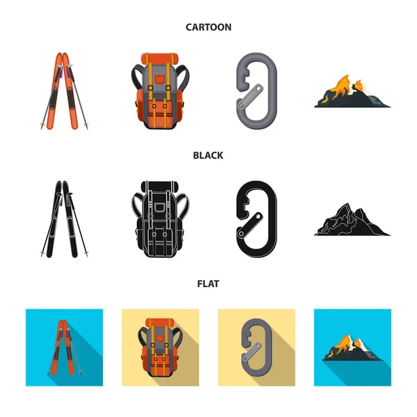 Illustrazione vettoriale dell'alpinismo e logo di picco. Raccolta di simboli alpinistici e campeggi per il web . — Vettoriale Stock