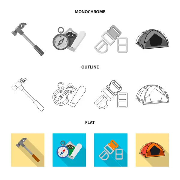 Objet isolé d'alpinisme et icône de pic. Ensemble d'icône vectorielle d'alpinisme et de camp pour stock . — Image vectorielle