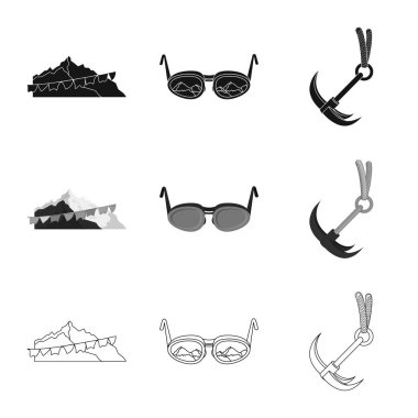 Dağcılık ve tepe simge vektör tasarımı. Kamp ve dağcılık topluluğu stok vektör çizim.