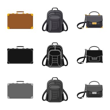 Bavul ve Bagaj simge vektör Illustration. Web için bavul ve yolculuk hisse senedi simgesi kümesi.