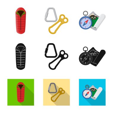 Dağcılık ve tepe simge vektör çizimi. Dağcılık ve kamp stok vektör çizim.