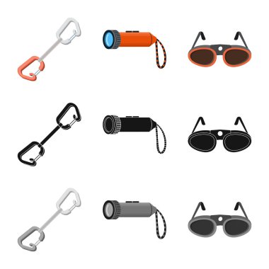 Dağcılık ve tepe simge vektör çizimi. Kamp ve dağcılık topluluğu stok vektör çizim.