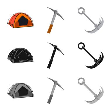 Dağcılık ve en yüksek işareti yalıtılmış nesne. Kamp ve dağcılık topluluğu hisse senedi için vektör simgesi.