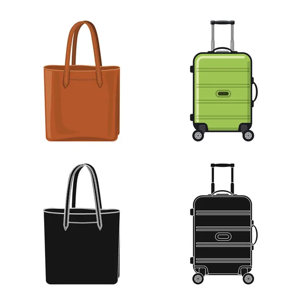 Vectorillustratie van koffer en bagage logo. Collectie van pictogram in de koffer en reis de vector voor voorraad. — Stockvector