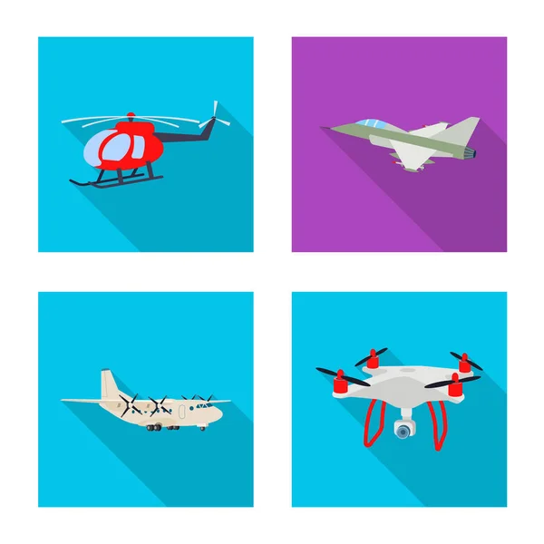 Illustrazione vettoriale di aereo e logo di trasporto. Serie di piano e cielo stock vettoriale illustrazione . — Vettoriale Stock