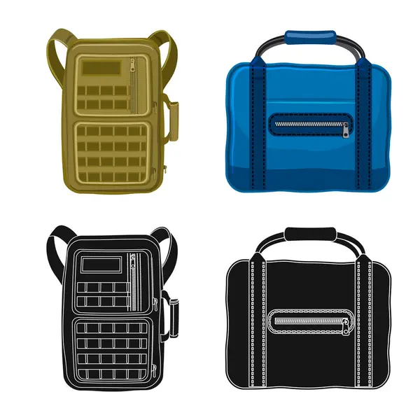 Изолированный предмет чемодана и логотип багажа. Набор символов чемодана и путевого запаса для паутины . — стоковый вектор