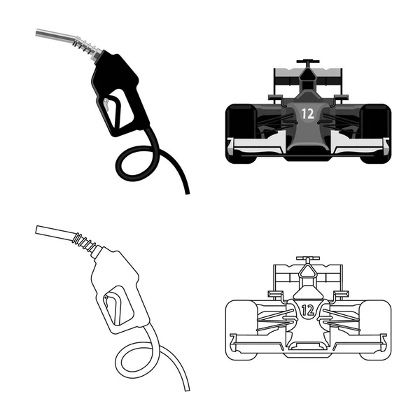 Geïsoleerde object van auto en rally symbool. Set van auto en race aandelensymbool voor web. — Stockvector