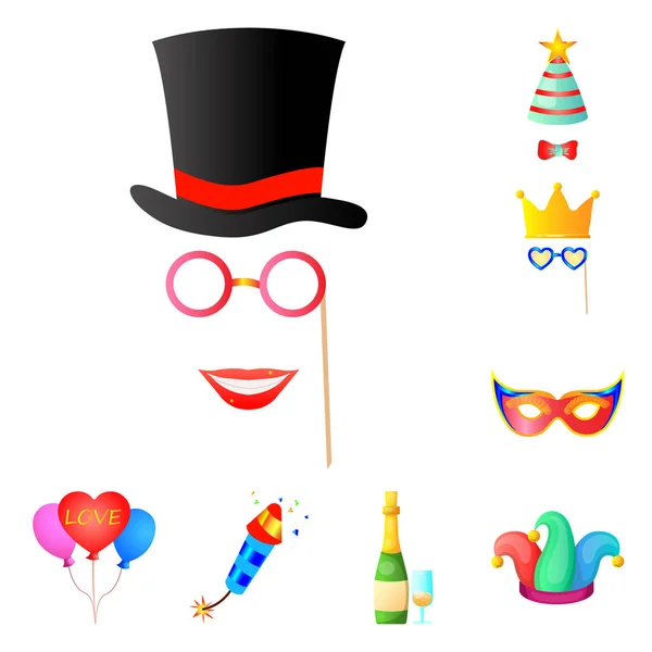 Ilustração vetorial de festa e logotipo de aniversário. Conjunto de festa e celebração ilustração vetor estoque . — Vetor de Stock