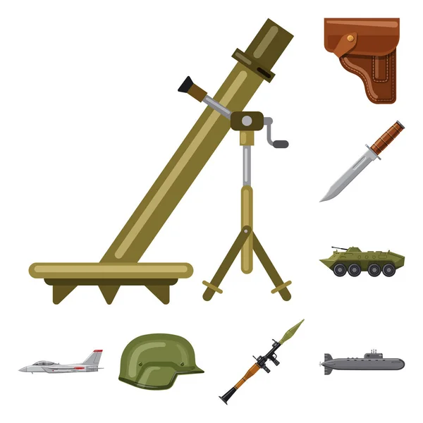 Vektorillustration av vapen och vapnet logotyp. Uppsättning av vapen och armén lager vektorillustration. — Stock vektor