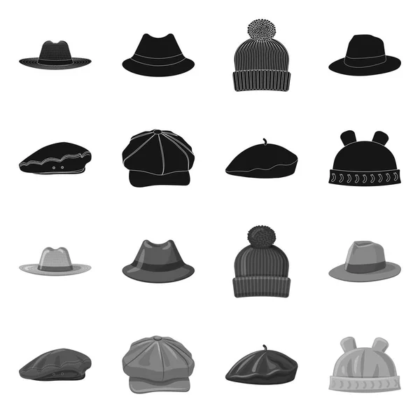 Ilustração vetorial de chapéus e ícones de boné. Conjunto de chapéus e acessórios ilustração vetorial . — Vetor de Stock